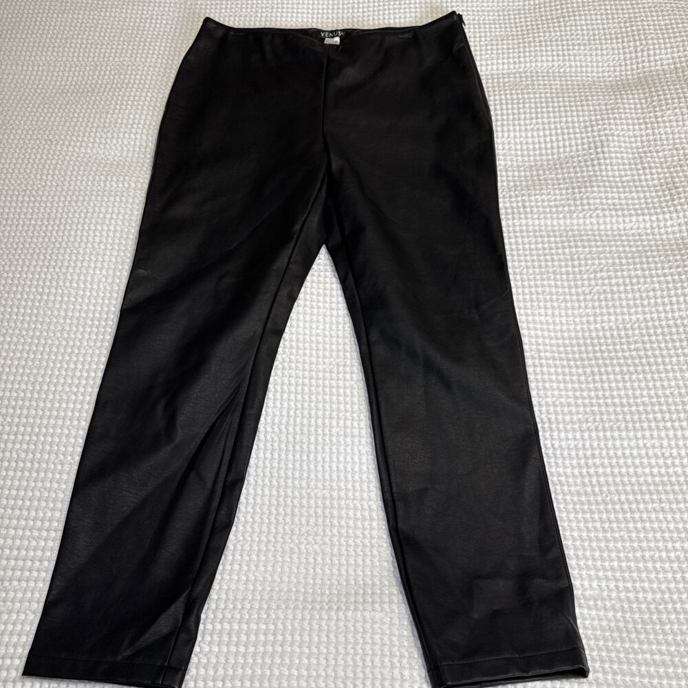 Venus Pants Womens 12 Faux Leather Side Zip Stretch Lined Skinny Mid Rise EUC